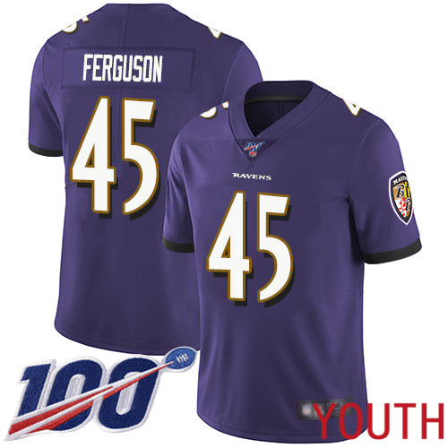 Baltimore Ravens Limited Purple Youth Jaylon Ferguson Home Jersey NFL Football #45 100th Season Vapor Untouchable